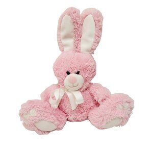 Animal Adventure Bright Pink Bunny Rabbit Plush 2016 Pink Satin Bow Easter